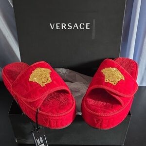 Versace Red and Gold Slides Unisex Full Inclusion